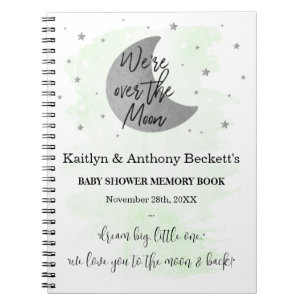 Over The Moon Neutral Baby Shower Memory Book