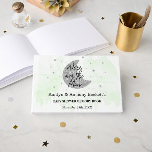 Over The Moon Neutral Baby Shower Memory Guest Book