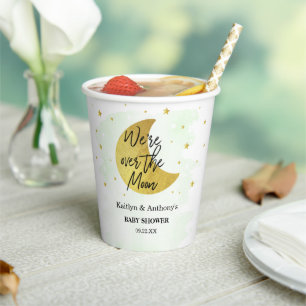 Over The Moon Neutral Baby Shower Paper Cups