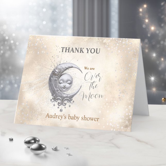 Over The Moon Neutral Baby Shower Thank You Card (Over The Moon Neutral Baby Shower Thank You Card)