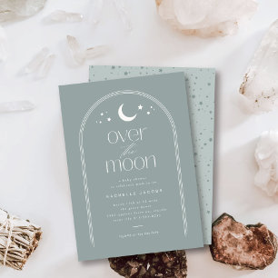 Over the Moon Neutral Boho Baby Shower Invitation