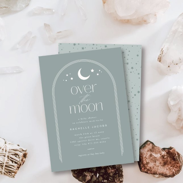 Over the Moon Neutral Boho Baby Shower Invitation (Creator Uploaded)