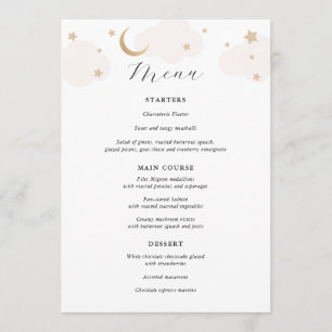 Over the Moon Pink and Gold Menu