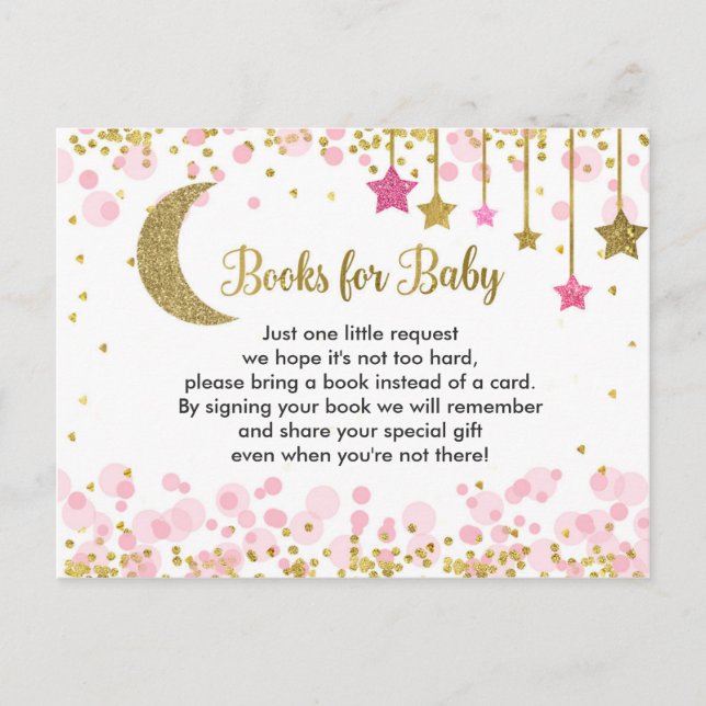 Over the Moon Pink Baby Shower Books for Baby Postcard (Front)