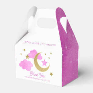 Over the Moon Pink Baby Shower Favour Box