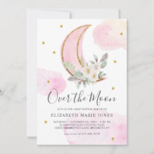 Over the Moon Pink Gold Dreamy Girl Baby Shower I