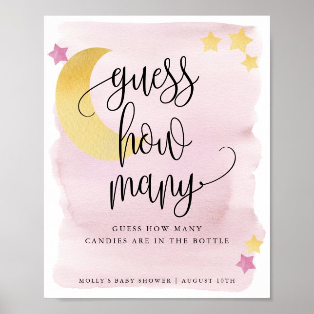 Over the Moon Pink Guess How Many Game Poster (Front)