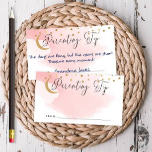 Over the Moon, Pink Parenting Tip Jar Advice Card