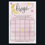 Over The Moon, Pink Stars Bingo Paper Game Card<br><div class="desc">Have some fun at your shower with this fun bingo game! Add your personalized text using the template form. Use the value paper to make it easier to write on.</div>