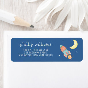 Over The Moon Rocket Baby Shower Return Address