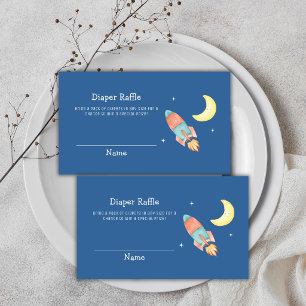Over The Moon Rocket Diaper Raffle Baby Shower Enclosure Card