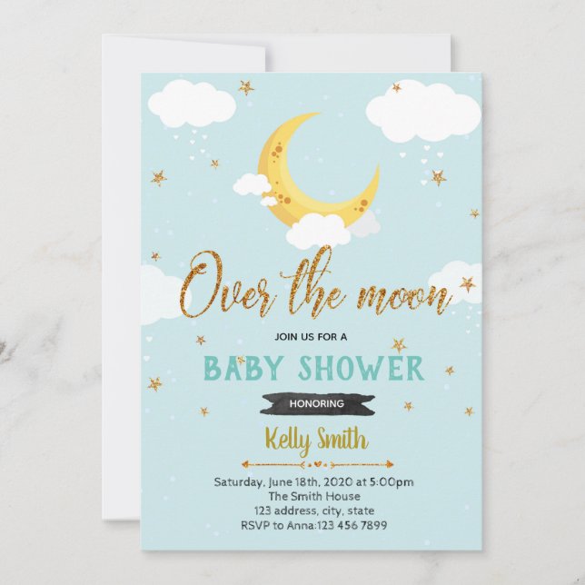 Over the moon shower party invitation (Front)