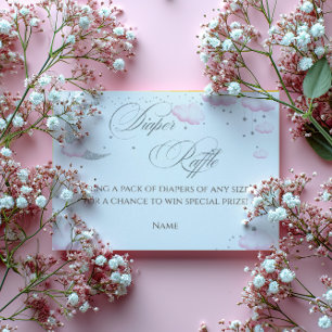 Over the Moon Silver Pink Diaper Raffle Enclosure Card