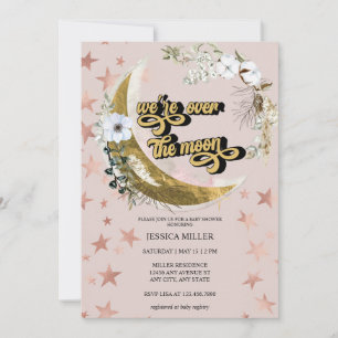 Over the Moon   Star Baby Shower  Invitation
