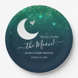 Over the Moon Star Sky Baby Shower Paper Plate