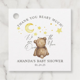 Over The Moon Teddy Bear Baby Shower Favour Tags