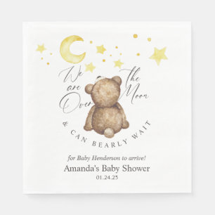 Over The Moon Teddy Bear Baby Shower Napkin