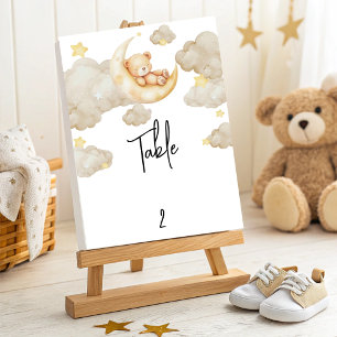 Over The Moon Teddy Bear Baby Shower Table Number