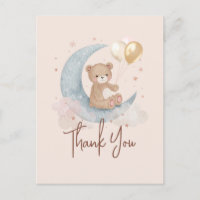 Over The Moon Teddy Bear Baby Shower Thank You