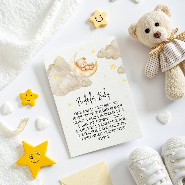 Over The Moon Teddy Bear Books for Baby Shower  Enclosure Card (Creator Uploaded)