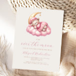 Over the Moon Teddy Bear Pink Girl Baby Shower Postcard<br><div class="desc">This cute boho baby shower invitation postcard features a sweet watercolor teddy bear in a pink nightgown and cap, asleep on a pink cloud, with a gold crescent moon for her pillow. Below, the words "over the moon" appear in pink handwriting script. Personalize the text with the name of the...</div>