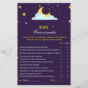 Over the moon theme baby shower over or under game