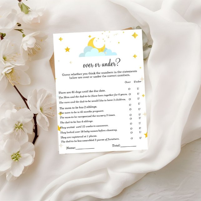 Over the moon theme|Over or under baby shower game Postcard (Creator Uploaded)
