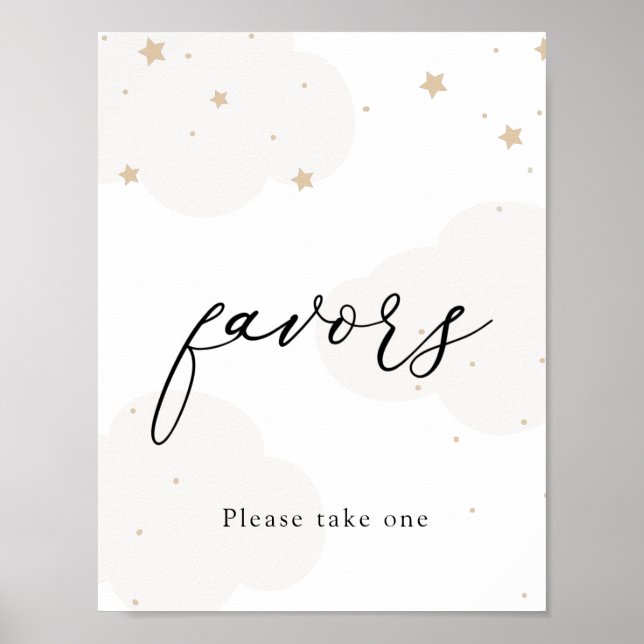 Over the Moon Twinkle Star Favours Sign (Front)