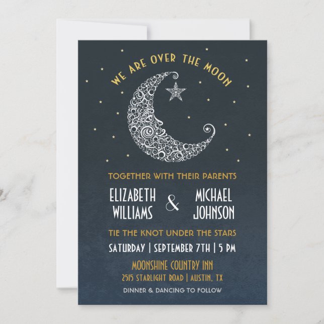 Over the Moon Wedding Invitation II (Front)