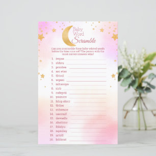 Over the Moon Word Scramble Baby Shower Game