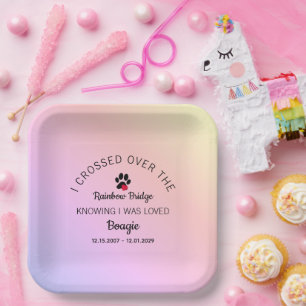 Over The Rainbow Bridge Custom Pet Memorial Paper Plate