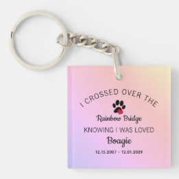 Over The Rainbow Bridge Pet Photo Keychain