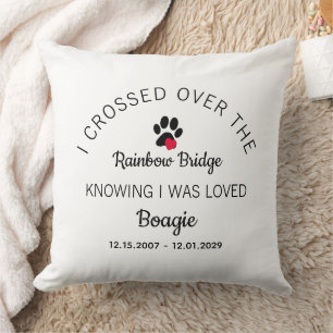 Over The Rainbow Bridge Photo Pet Memorial White Throw Pillow