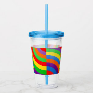 OVER THE RAINBOW COLORS SHARP BRIGHT LINES BIG ACRYLIC TUMBLER