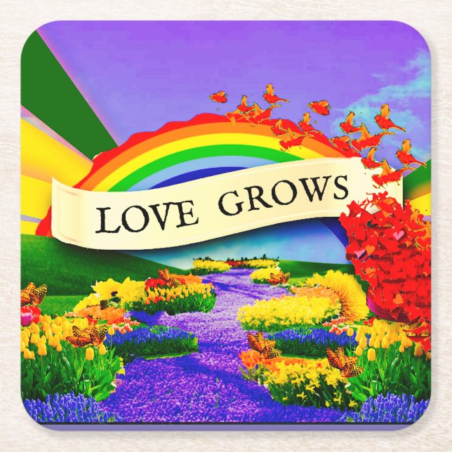 OVER THE RAINBOW SQUARE PAPER COASTER (Front)