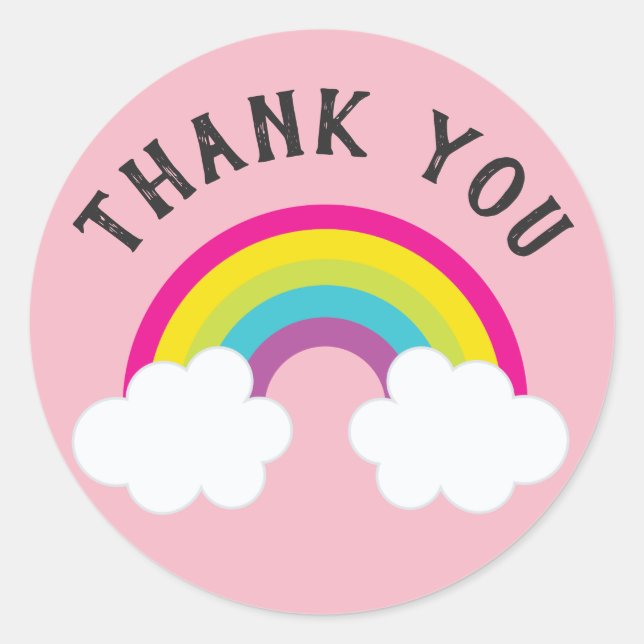 Over The Rainbow Thank You Classic Round Sticker (Front)