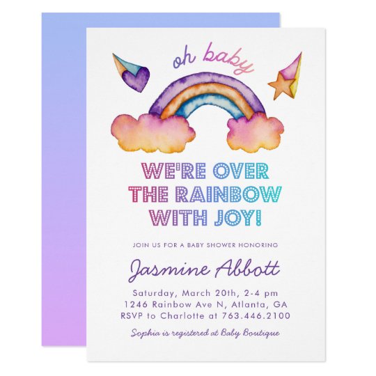 Over The Rainbow With Joy Baby Shower Invitation | Zazzle.ca