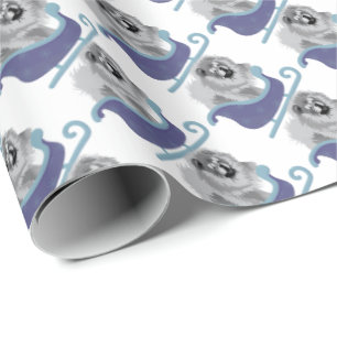 OVER THE RIVER Blue Chow wrapping paper
