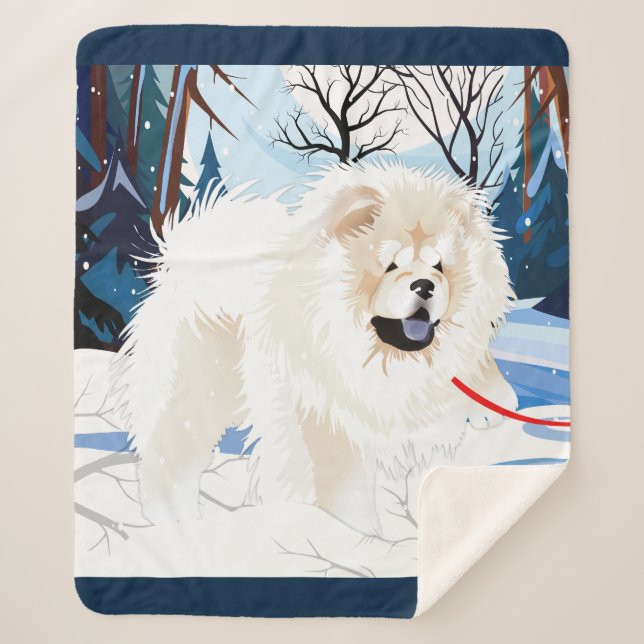 OVER THE RIVER Cream Chow Sherpa blanket (Front)