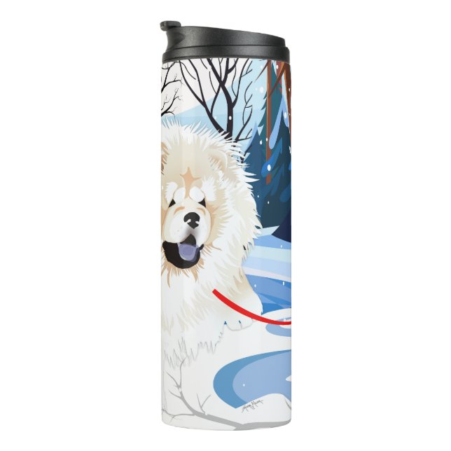 OVER THE RIVER Cream Chow  thermal tumbler (Rotated Right)