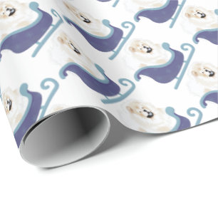 OVER THE RIVER Cream Chow wrapping paper