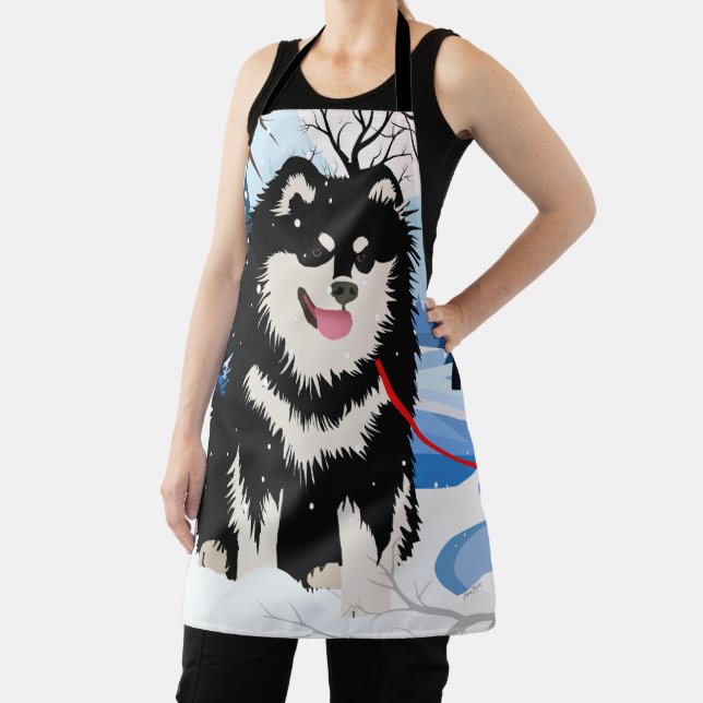 OVER THE RIVER Finnish Lapphund apron (Insitu)