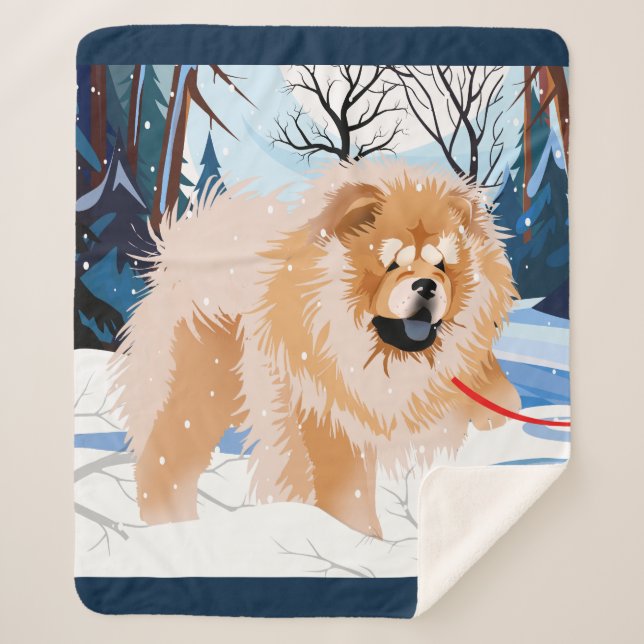 OVER THE RIVER Red Chow Sherpa blanket (Front)