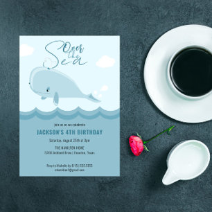 Over The Sea Whale 4th Birthday Invitation