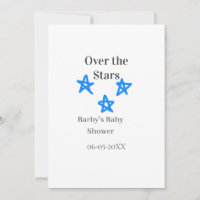 Over the Stars blue gray baby shower name date ele