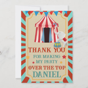 Over the Top Birthday Circus  Thank You Card