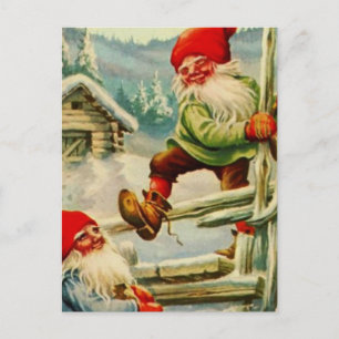 “Over the Wooden Fence” Gnomes by Jenny Nystrom Postcard