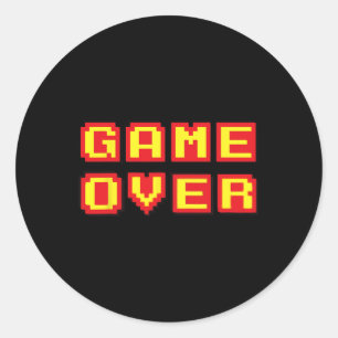 Over Vintage Retro Video Games Gaming Gift Arcade Classic Round Sticker