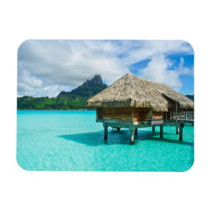 Over-water bungalow, Bora Bora rectangular magnet