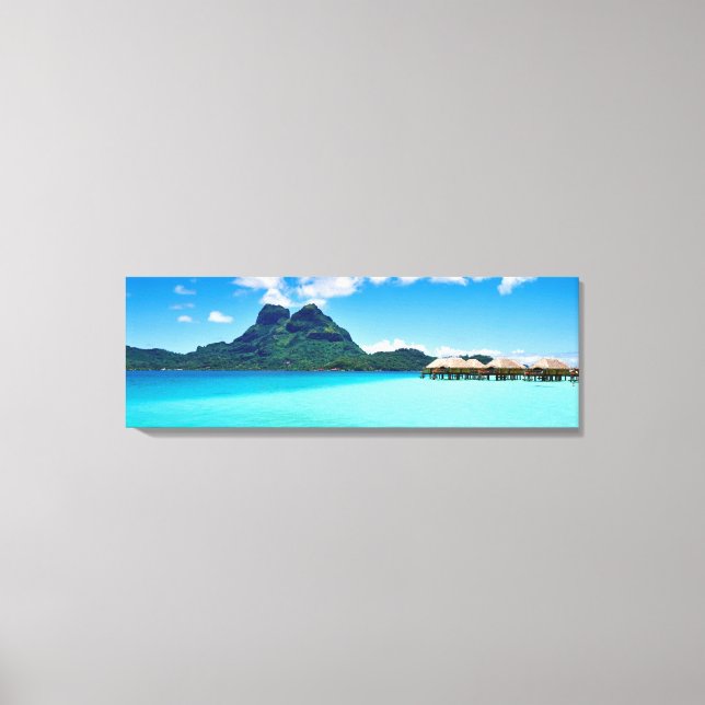 Over water bungalows in Bora Bora Canvas Print (Front)
